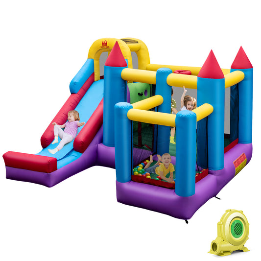 Infans Inflatable Bounce House 5-in-1 Inflatable Bouncer Indoor&Outdoor w/ 735W Blower