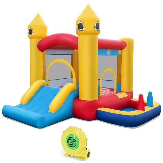 Infans Kids Bouncy?Castle w/ Slide & Ball Pit Pool Ocean Balls & 480W Blower Included