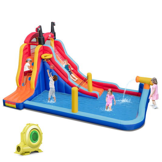 Infans Inflatable Water Slide Park Pirate Theme Bouncer Playhouse Castle w/ 950W Blower