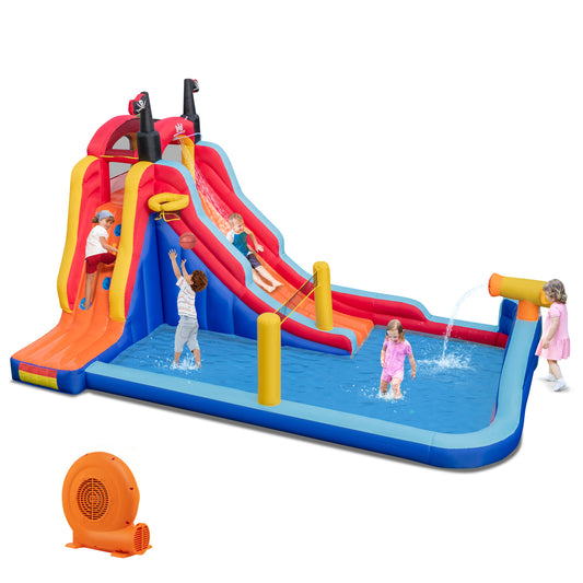 Infans Inflatable Water Slide Park Pirate Theme Bouncer Playhouse Castle w/ 750W Blower