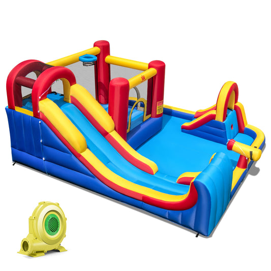 Infans Inflatable Water Slide Giant Kids Water Park w/ Double Slides & 735W Blower