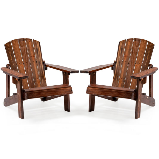 Infans Set of 2 Kid's Adirondack Chair Patio Wood High Backrest Arm Rest Outdoor Coffee