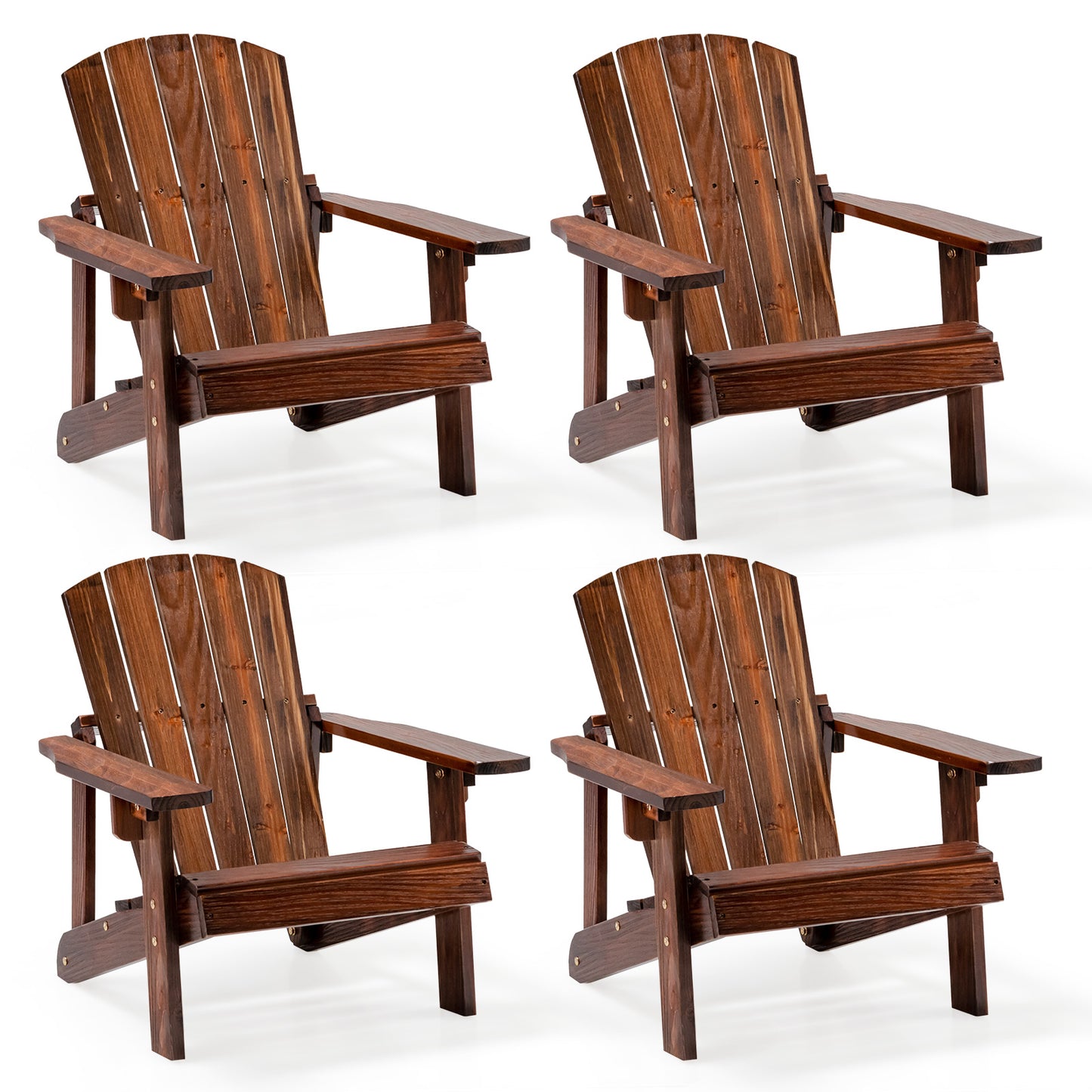Infans Set of 4 Kid's Adirondack Chair Patio Wood High Backrest Arm Rest Outdoor Coffee