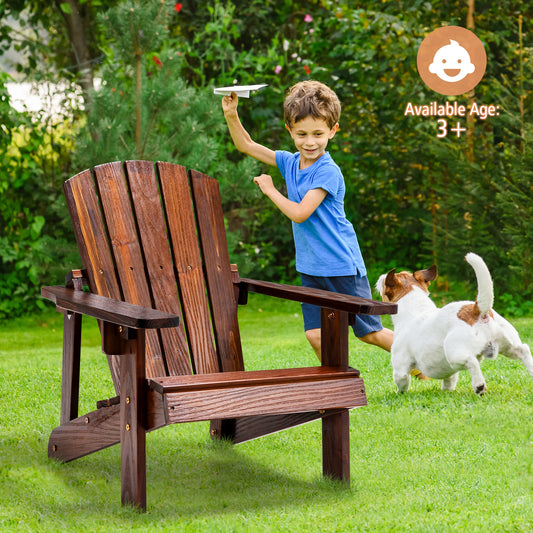 Infans Kid's Adirondack Chair Patio Wood High Backrest Arm Rest 110 LBS Capacity Coffee