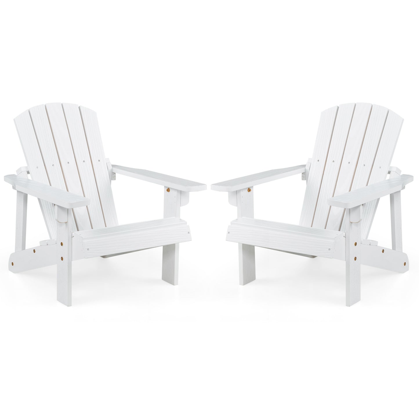 Infans Set of 2 Kid's Adirondack Chair Patio Wood High Backrest Arm Rest Outdoor White