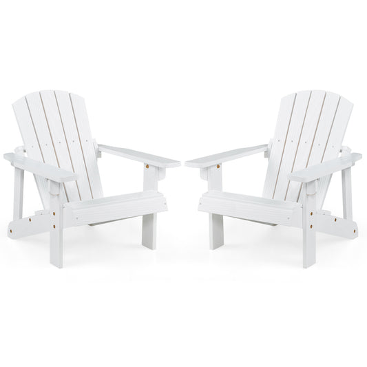 Infans Set of 2 Kid's Adirondack Chair Patio Wood High Backrest Arm Rest Outdoor White