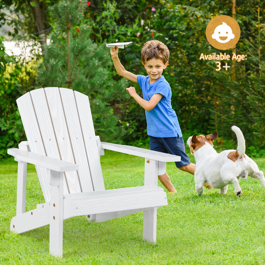 Infans Kid's Adirondack Chair Patio Wood High Backrest Arm Rest 110 LBS Capacity White