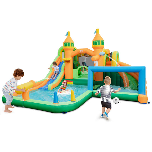 Infans Inflatable Water Slide w/Long Slides Splash Pools Climbing Wall Blower?Excluded