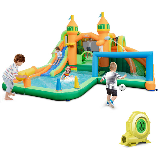 Infans Inflatable Water Slide w/735W Blower Long Slides Splash Pools Climbing Wall