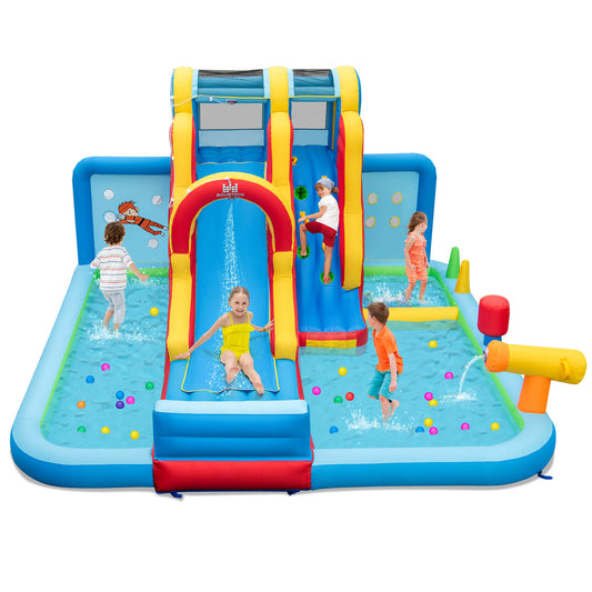 Infans Inflatable Water Slide with Long Slide Climbing Wall Splash Pools without Blower