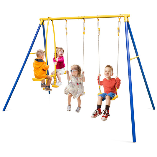 Infans Metal Swing Set for Backyard Heavy-Duty Kids Playset with 2 Swing Seats & 2 Glider Seats