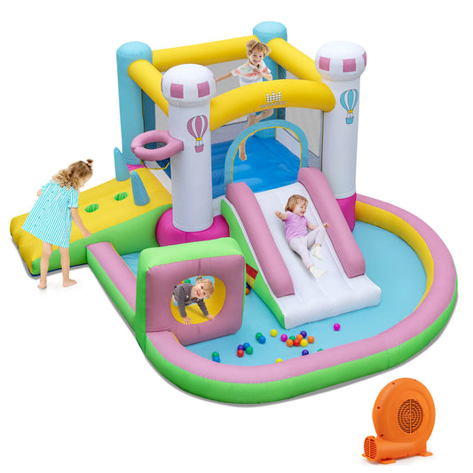 Infans Inflatable Bounce House w/ Slide Jumping Area Obstacle Ball Pit w/ 502W Blower