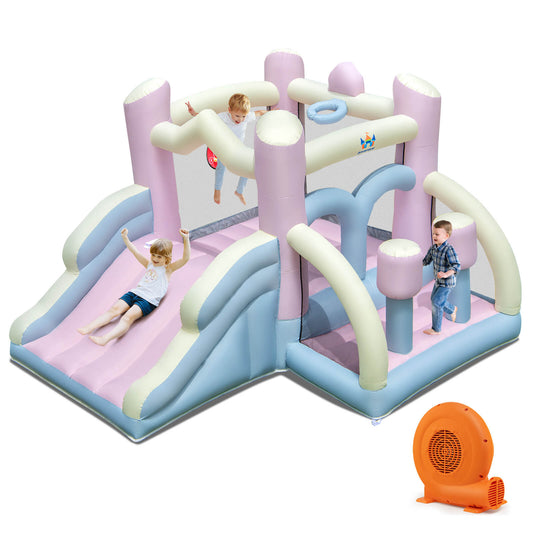 Infans Macron Pastel Bounce House w/ Slide Basketball Hoop Boxing 350W Blower Included