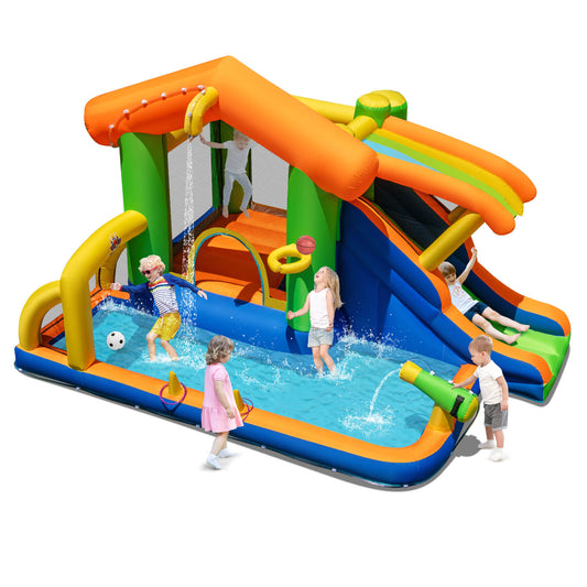 Infans 8-in-1 Inflatable Bounce House Water Park w/ Slide Water Cannon Blower Excluded