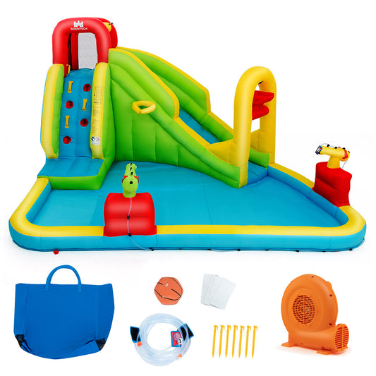 Infans Outdoor Inflatable Splash Water Bounce House Jump Slide w/550W Blower Kids Gift