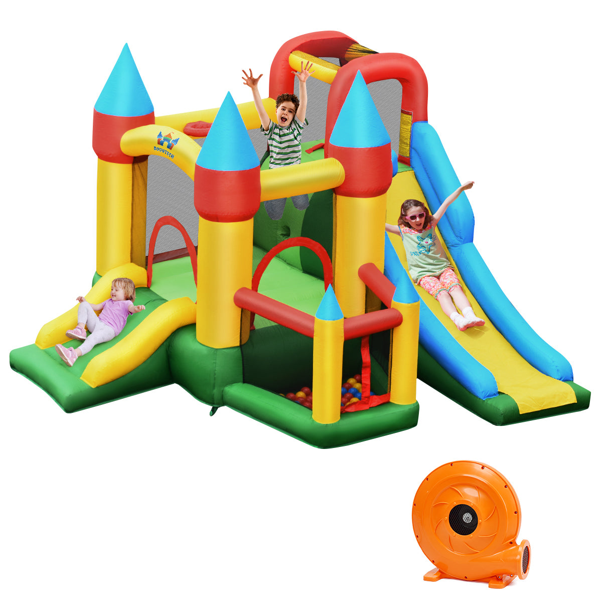Infans Kids Inflatable Bounce House Jumping Dual Slide Bouncer Castle W/ 780W Blower