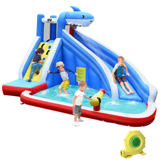 Infans Inflatable Water Slide shark Bounce House Castle Splash Water Pool W/750W Blower