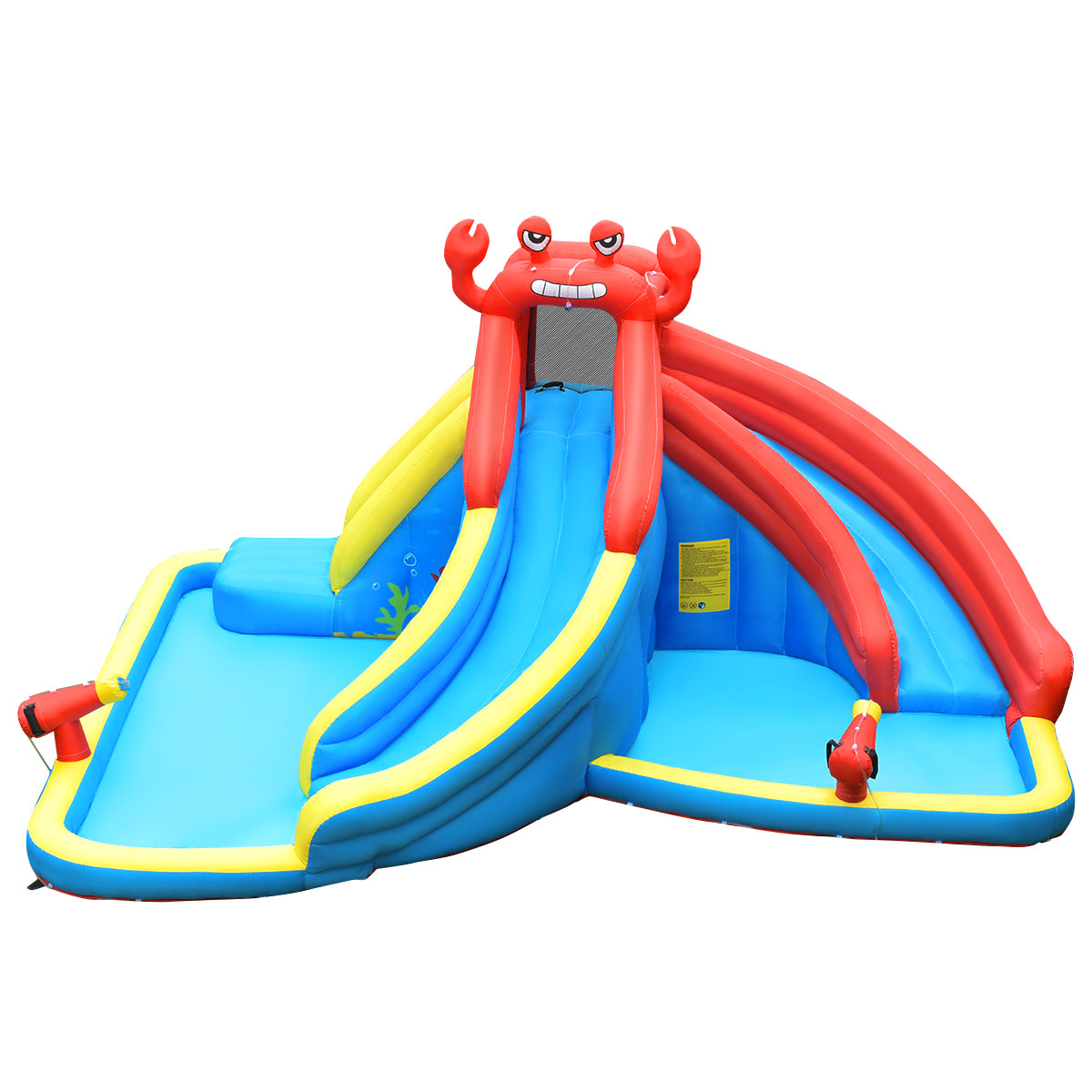 Infans Inflatable Water Slide Crab Dual Slide Bounce House Splash Pool W/ 950W Blower