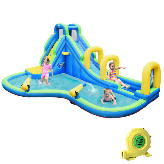 Infans Inflatable Water Slide Kids Bounce House Castle Splash Water Pool W/ 750W Blower