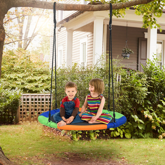 Infans 40 inch Flying Saucer Tree Swing Outdoor Play Set w/ Adjustable Ropes Gift for Kids