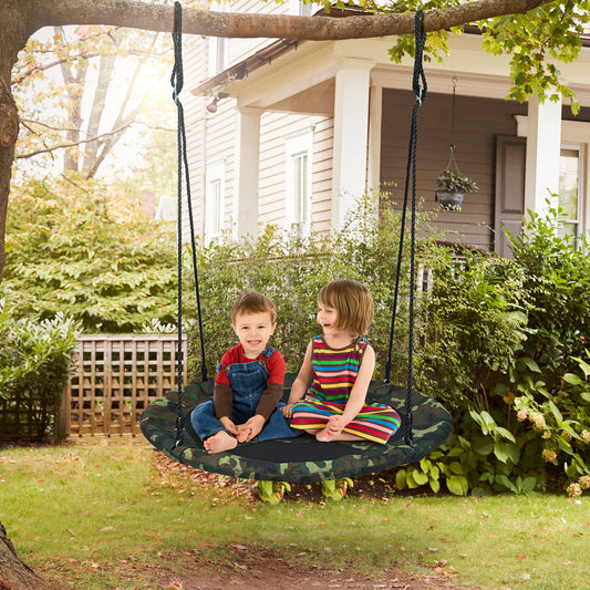 Infans 40inch Flying Saucer Tree Swing Outdoor Play Set w/Adjustable Ropes Gift for KidsCamouflage Green