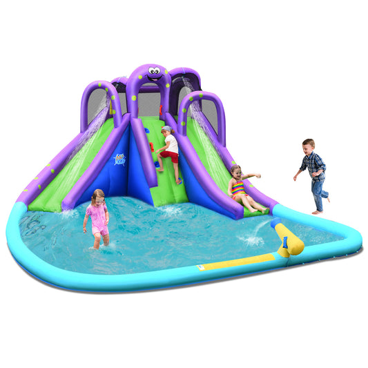 Infans Inflatable Water Park Octopus Bounce House 2 Slides Climbing Wall Without Blower