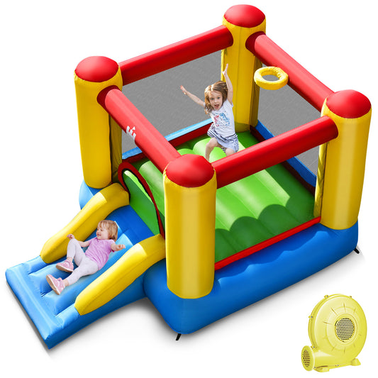 Infans Inflatable Bouncer Kids Slide Bounce House for Indoor Outdoor with 350W Blower