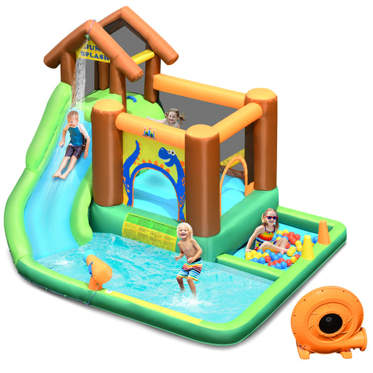 Infans Inflatable Waterslide Bounce House Climbing Wall Ball Pit w/ Blower