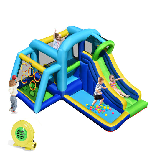 Infans Inflatable Bouncer Climbing Bounce House Kids Slide Park Ball Pit w/ 480W Blower