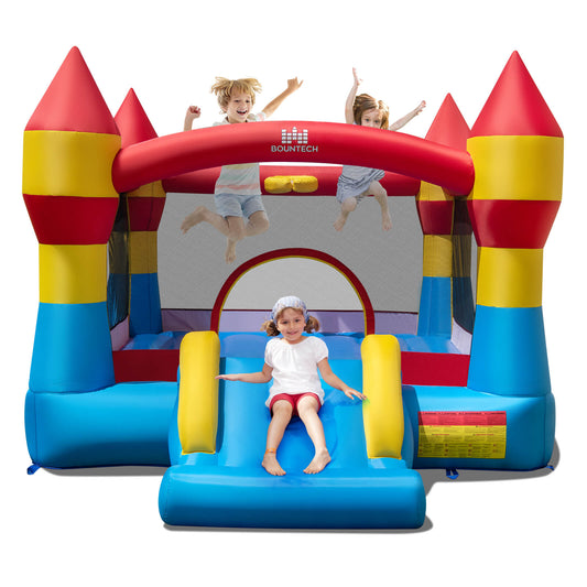 Infans 3-in-1 Kids Bouncer w/Slide Large Jumping Area & Basketball Hoop Blower Excluded