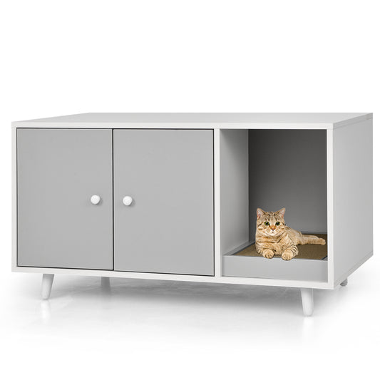 Infans Cat Litter Box Enclosure Cat Washroom Hidden Litter Box Enclosure Grey