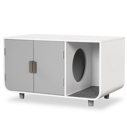 Infans Cat Litter Box Enclosure Furniture Hidden Cat Washroom with Rubber Wood Legs