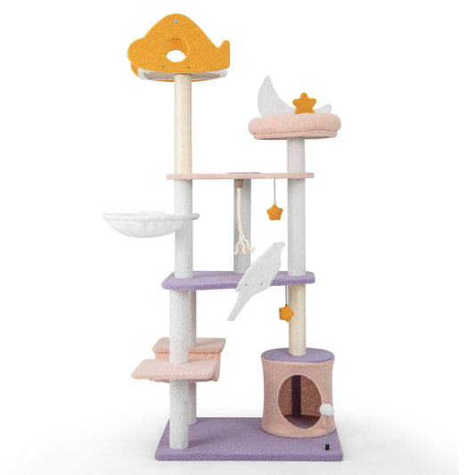 Infans Cat Tree Cats Multi-level Cat Tower w/ Sisal Covered Scratching Posts, Hammock