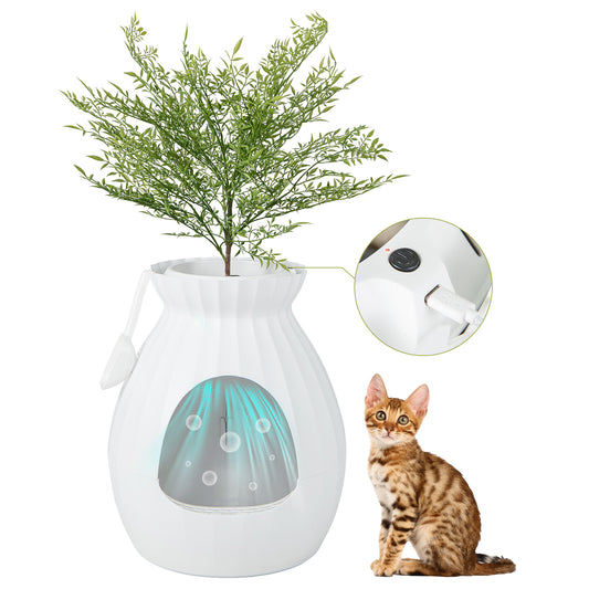 Infans Smart Plant Cat Litter Box with Electronic Odor Removal & Sterilization, Scoop