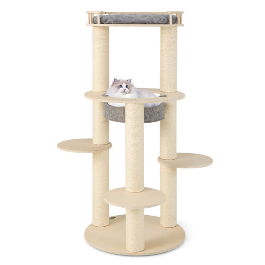 Infans 6-level Wooden Cat Tree w/ Padded Perch  Non-woven Hammock Scratching Posts