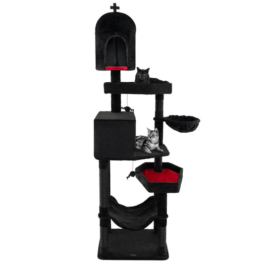 Infans Gothic Cat Tree for Indoor Cats Extra Large Cat Tower w/2 Cat Condos Coffin Bed