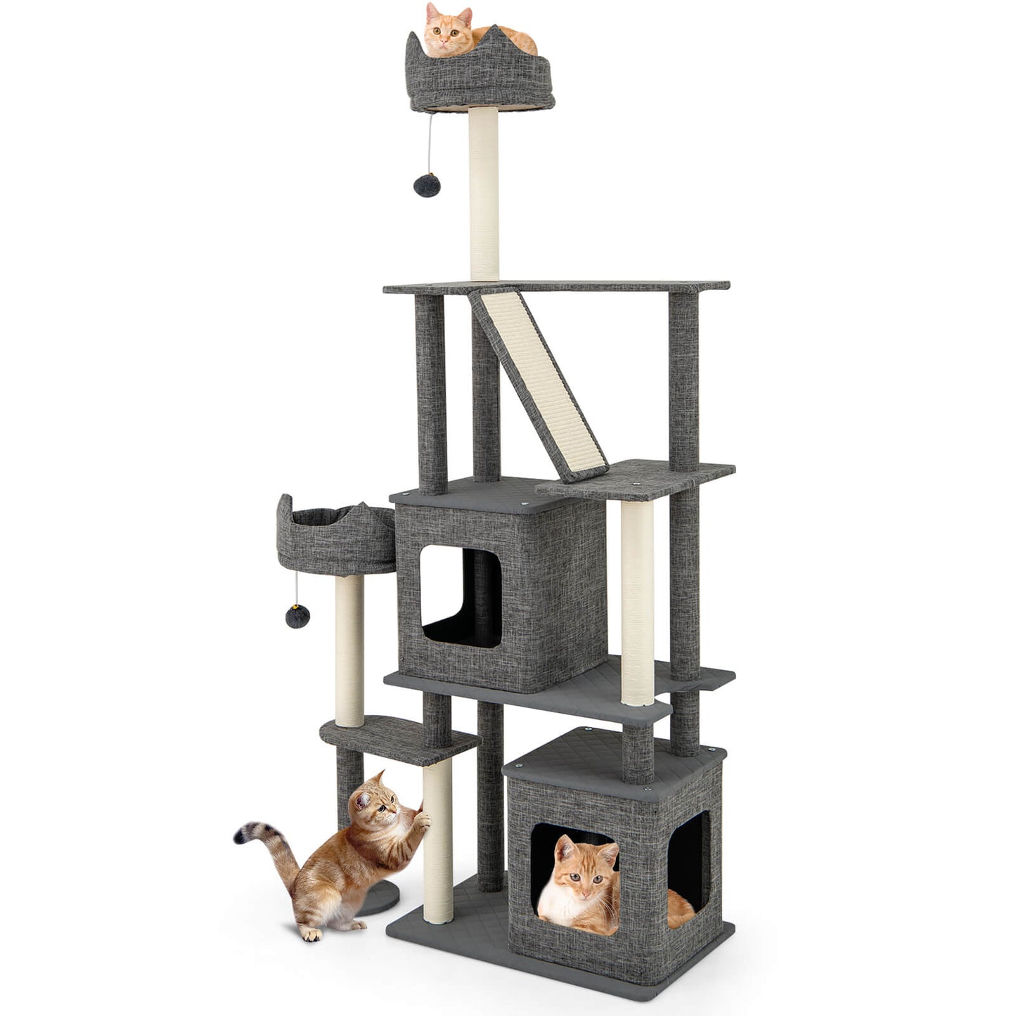 Infans 71inch Tall Cat Tree for Indoor Cats Modern Multi-Level Cat Tower Activity Center