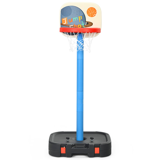 Infans Portable 2 in 1 Kids Basketball Hoop Stand w/ Ring Toss & Storage Box Black