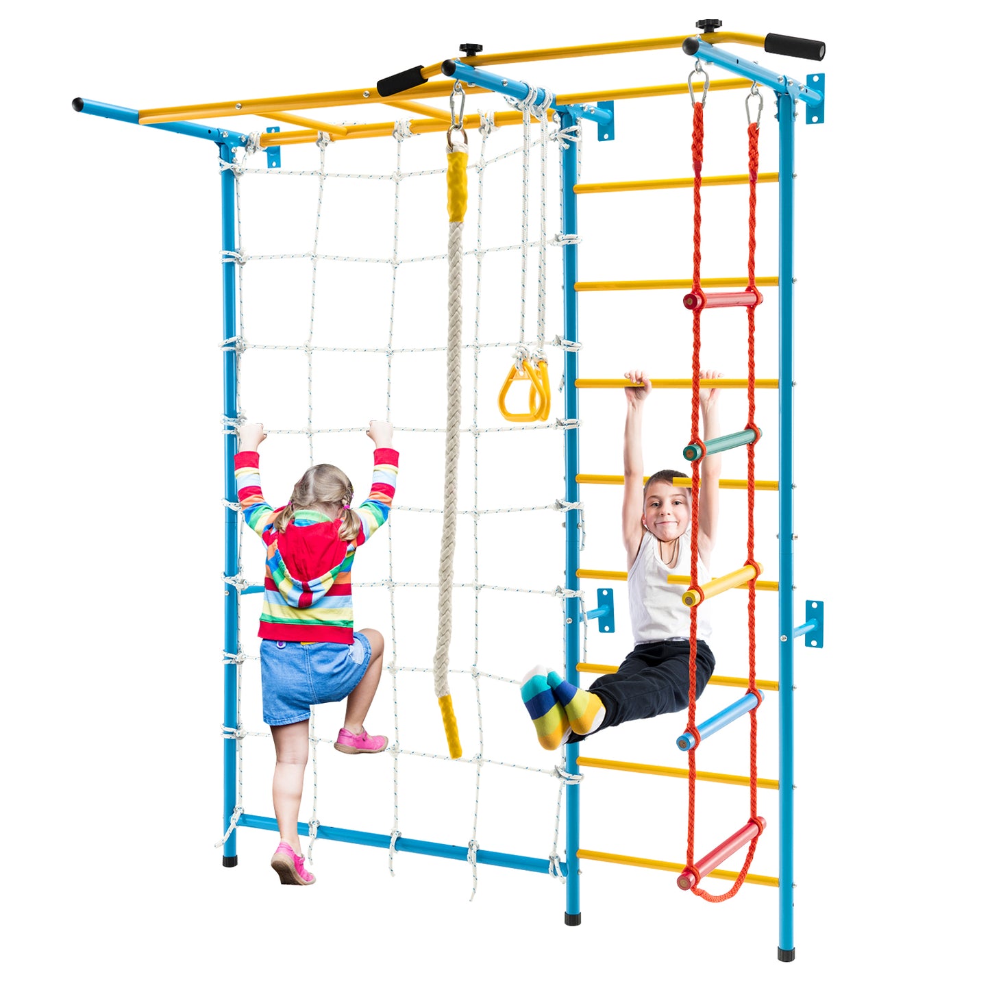 Infans 7 in 1 Kids Indoor Gym Playground Swedish Wall Ladder Children Home Climbing Gym