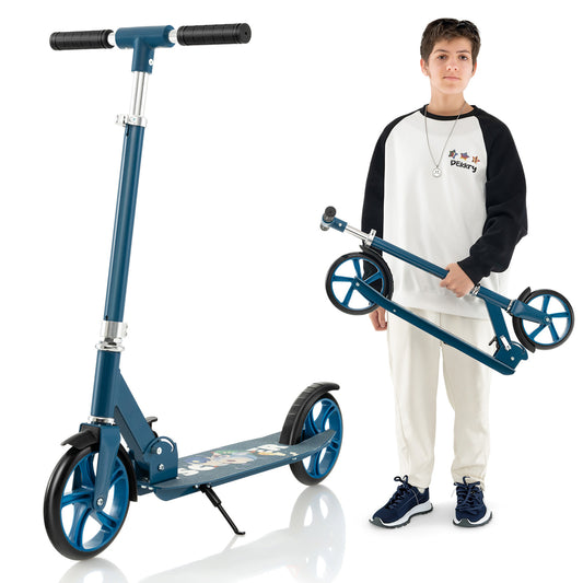 Infans Folding Kick Scooter w/ 3 Adjustable Heights 8 Inches Big Wheels Aluminum Alloy