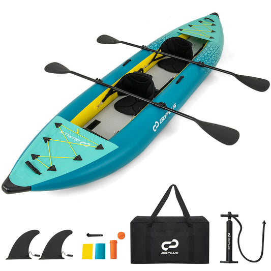 Infans Inflatable Kayak Set Portable 2-person Kayak with Aluminium Oars EVA Padded SeatTurquoise
