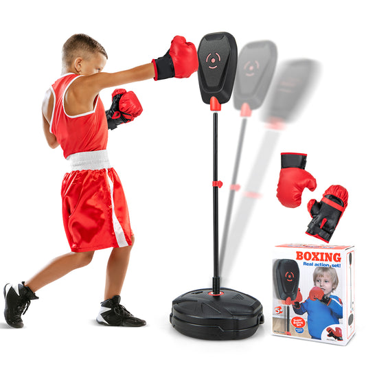 Infans Kids Punching Bag with Stand Height Adjustable Boxing Equipment with Gloves