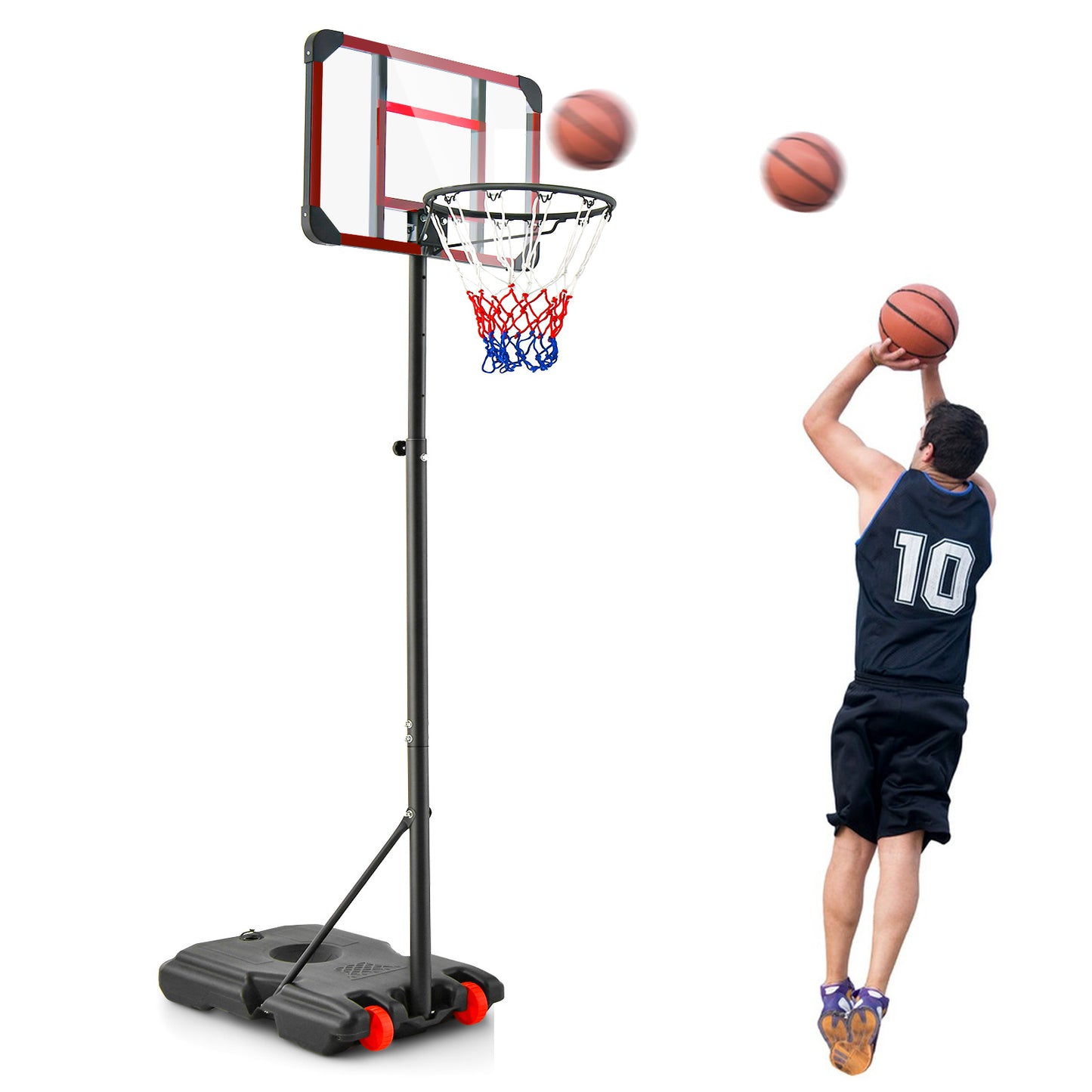Infans Portable Basketball Hoop Stand 6.3FT-8.1FT Adjustable w/Wheels & Edge Protectors