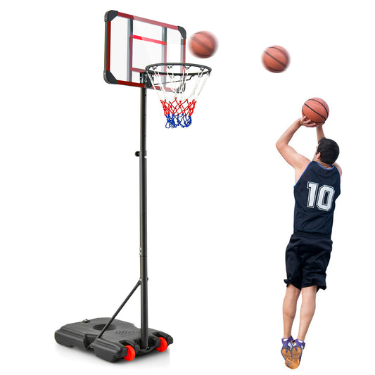 Infans Portable Basketball Hoop Stand 6.3FT-8.1FT Adjustable w/Wheels & Edge Protectors