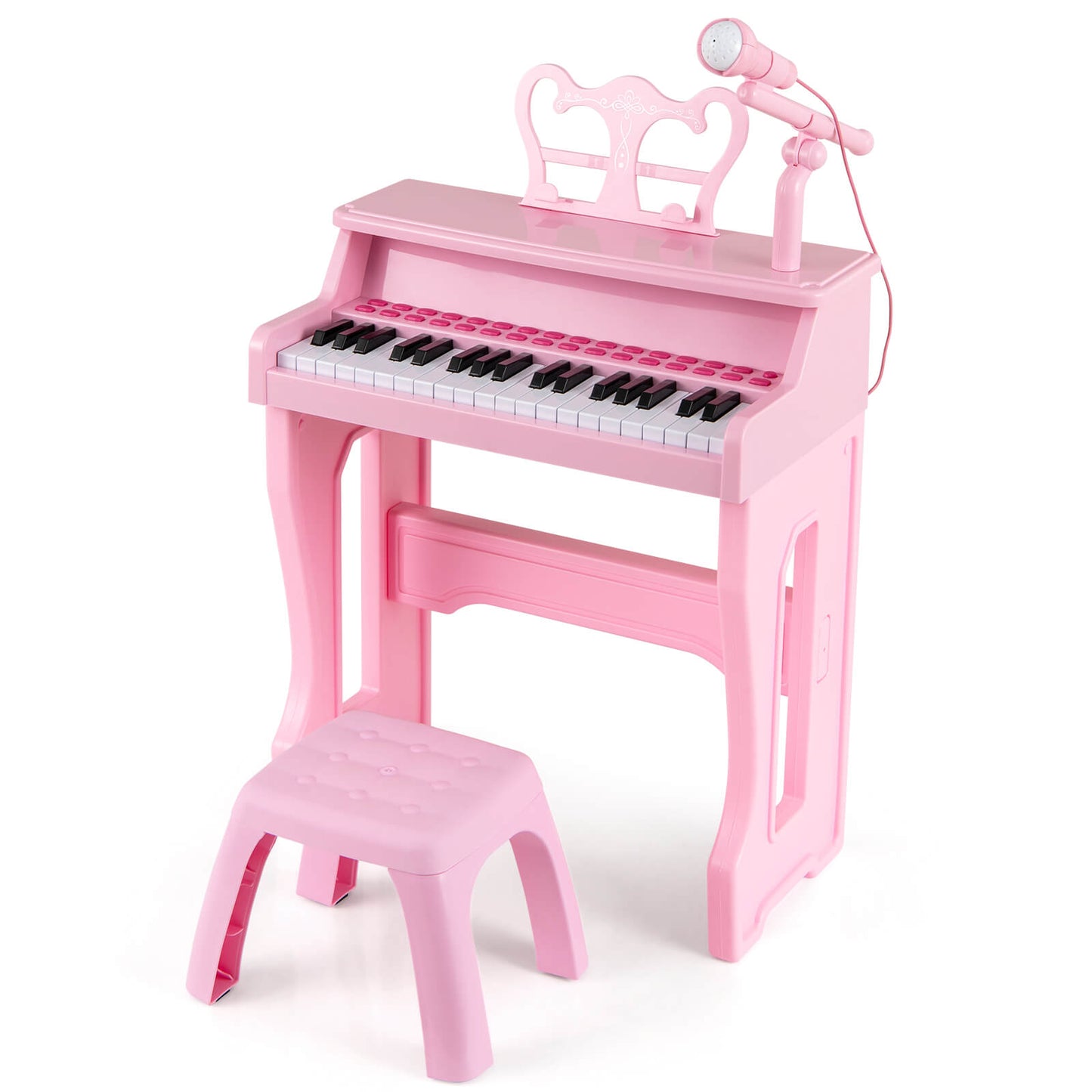 Infans 37-Key Music Piano Keyboard Kids Learning Toy Instrument with Microphone Pink