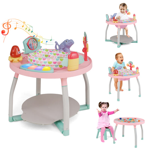 Infans 5-in-1 Baby Activity Center with Rotating Seat Removable Toys Lights & MusicPink