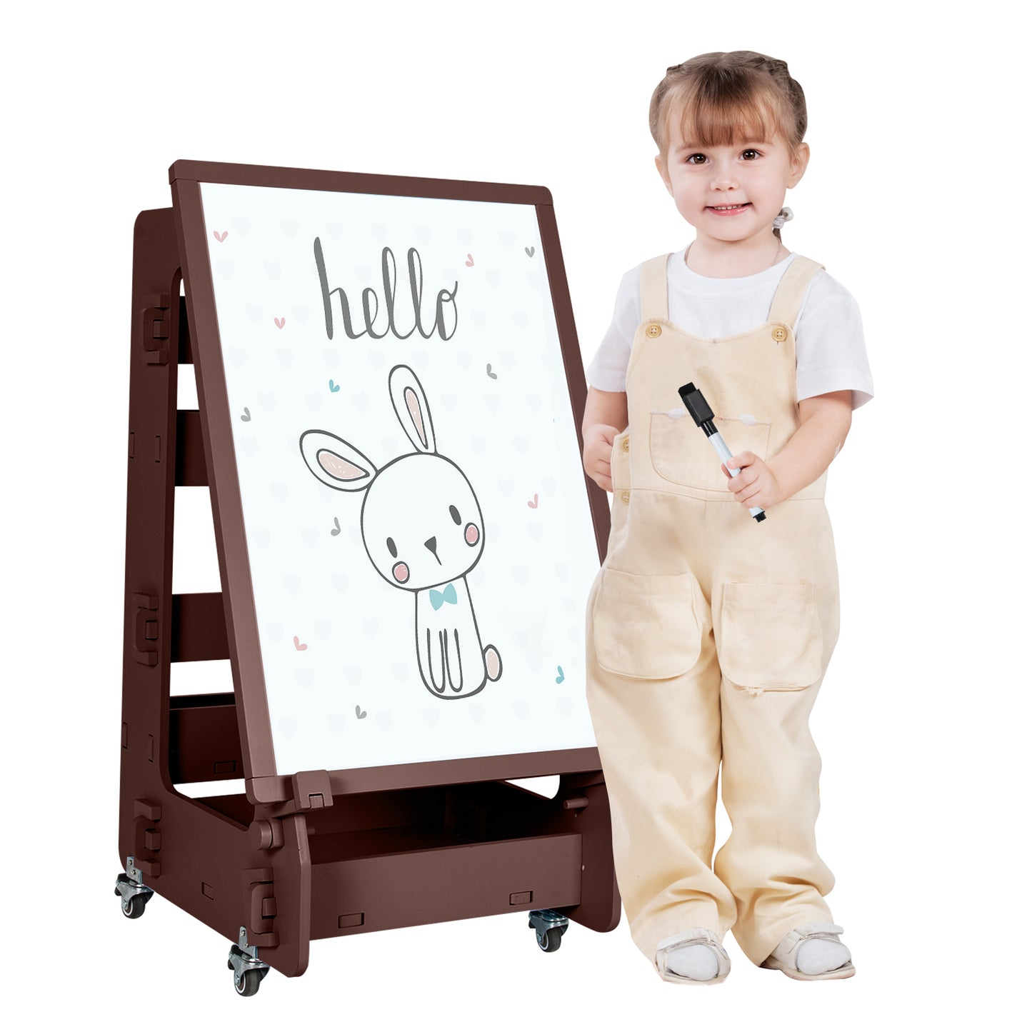 Infans Kidsft Standing Art Easel Dry-Erase Board Double Sided ChalkboardCoffee