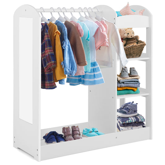 Infans Kids Dress up Storage Hanging Armoire Dresser Costume Closet w/ Mirror ShelvesWhite