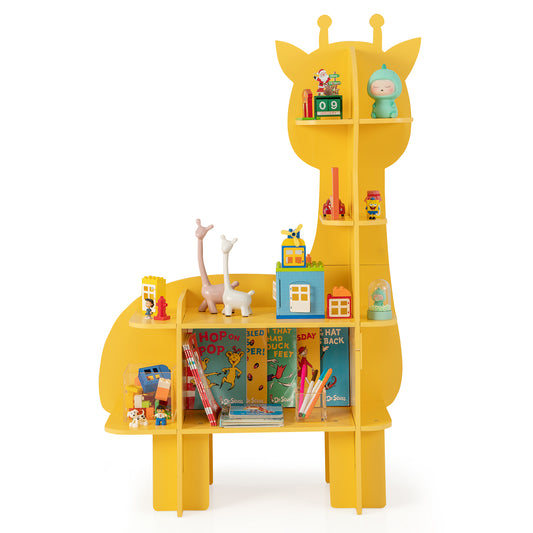 Infans Giraffe Bookcase for Kids 4-Tier Toy Storage Organizer with Open Storage Shelves