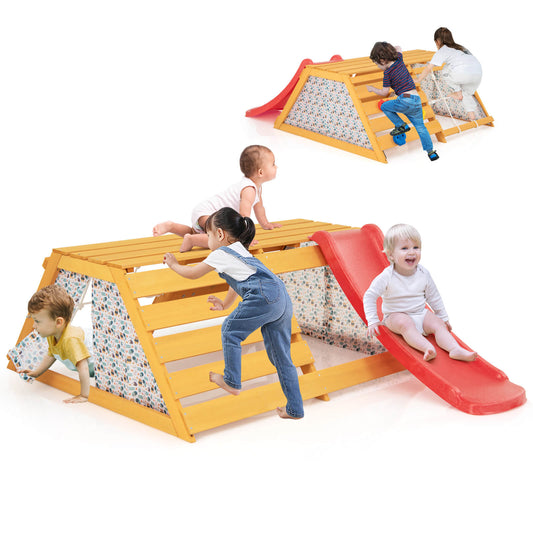Infans 5-in-1 Indoor Jungle Gym Montessori Climbing Toys with Slide for Toddlers Wooden